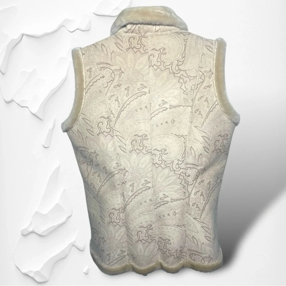 Coldwater Creek Faux Suede Vest Size Small Light Beige